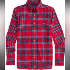 Vineyard Vines Red and Green Plaid Casual Button Down Shirt